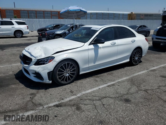 2021 Mercedes-Benz C 300 with VIN W1KWF8DB8MR618693, listed as a Copart auction lot 59123095 with 29,877 mi miles and Salvage title. Bid and sale history available at DreamBid. Image 1.