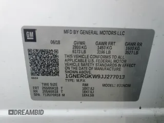 2018 Chevrolet Traverse LT Cloth with VIN 1GNERGKW9JJ277013, listed as a Copart auction lot 73587314 with 97,773 mi miles and Salvage Title. Bid and sale history available at carsss.com. Image 13.