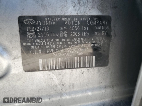 2013 Hyundai Elantra GT with VIN KMHD35LE9DU093687, listed as a Copart auction lot 74501794 with 117,792 mi miles and Salvage Title. Bid and sale history available at carsss.com. Image 12.