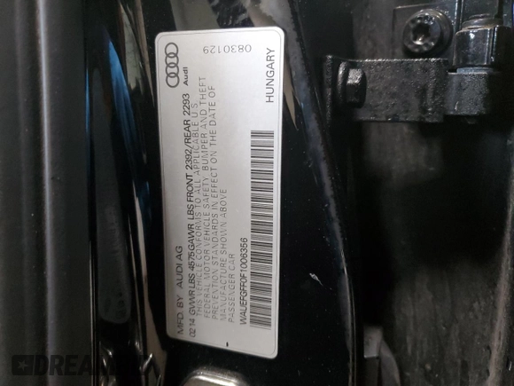 2015 Audi A3 2.0T Premium Plus with VIN WAUEFGFF0F1006356, listed as a Copart auction lot 38603164 with 77,175 mi miles. Bid and sale history available at carsss.com. Image 12.
