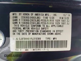 2015 Acura RDX Technology with VIN 5J8TB4H51FL015369, listed as a IAAI auction lot 42205849 with 93,248 mi miles and . Bid and sale history available at DreamBid. Image 9.