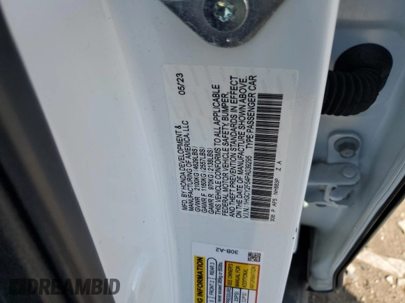 2023 Honda Accord Sport z VIN 1HGCY2F54PA039295, wystawiony jako Copart lot #51263545 z przebiegiem 25 988 mil mil oraz Szkody całkowita. Historia ofert i sprzedaży dostępna na DreamBid. Obrazek 14.