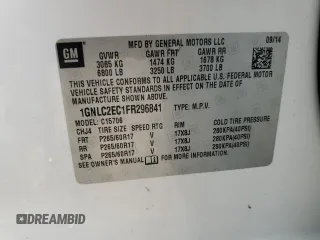 2015 Chevrolet Tahoe Commercial with VIN 1GNLC2EC1FR296841, listed as a Copart auction lot 60160605 with 105,096 mi miles and Salvage title. Bid and sale history available at DreamBid. Image 13.