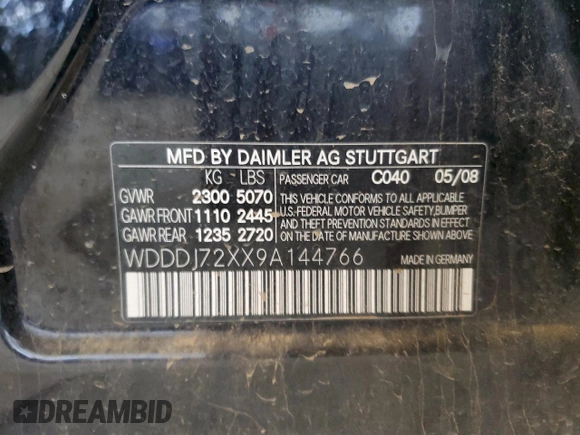 2009 Mercedes-Benz CLS 550 с VIN WDDDJ72XX9A144766, выставлен на аукционе Copart как лот 60898325 с пробегом 152 409 миль миль и Списание • Salvage title. История ставок и продаж доступна на DreamBid. Изображение 12.