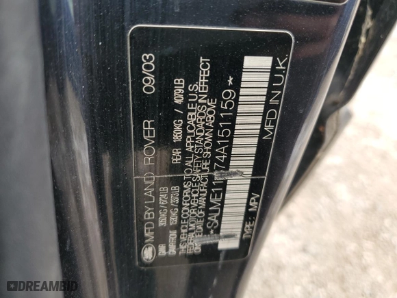 2004 Land Rover Range Rover HSE with VIN SALME11474A151159, listed as a Copart auction lot 41993805 with 0 mi miles and Clean Title. Bid and sale history available at carsss.com. Image 13.