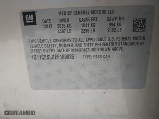 2014 Chevrolet Malibu LT with VIN 1G11C5SLXEF189835, listed as a IAAI auction lot 41771378 with 132,997 mi miles. Bid and sale history available at carsss.com. Image 9.