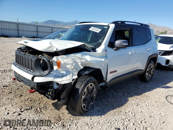 2016 Jeep Renegade Trailhawk with VIN ZACCJBCT0GPC61676, listed as a Copart auction lot 65653453 with 76,838 mi miles and Salvage title. Bid and sale history available at DreamBid. Image 1.