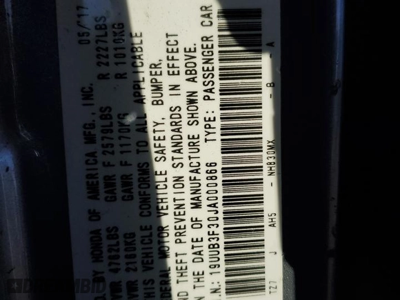 2018 Acura TLX with VIN 19UUB3F30JA000866, listed as a Copart auction lot 41831105 with 93,505 mi miles and Salvage Title. Bid and sale history available at carsss.com. Image 12.