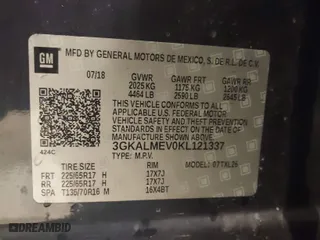 2019 GMC Terrain SLE with VIN 3GKALMEV0KL121337, listed as a IAAI auction lot 41513893 with 103,095 mi miles. Bid and sale history available at carsss.com. Image 9.