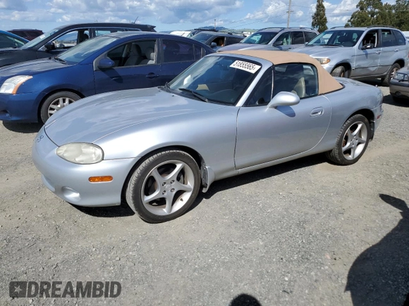 2001 Mazda MX-5 Miata with VIN JM1NB353810204843, listed as a Copart auction lot 51855565 with 147,012 mi miles and Salvage Title. Bid and sale history available at DreamBid. Image 1.
