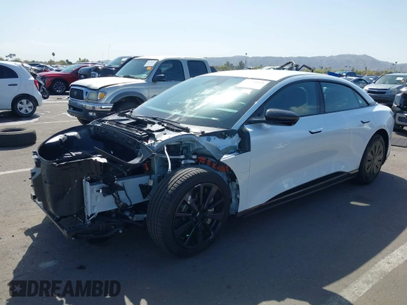 2025 Lucid Air Pure with VIN 50EA1PGA7SA001096, listed as a IAAI auction lot 41950025 with 3,502 mi miles. Bid and sale history available at carsss.com. Image 20.