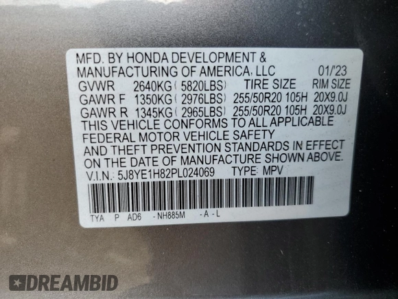 2023 Acura MDX w/Advance Package with VIN 5J8YE1H82PL024069, listed as a Copart auction lot 86556144 with 13,836 mi miles and Salvage Title. Bid and sale history available at carsss.com. Image 16.