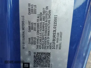2020 Chevrolet Camaro 1LT z VIN 1G1FB1RS3L0115591, wystawiony jako Copart lot #55382985 z przebiegiem 78 305 mil mil oraz Szkoda całkowita • Salvage title. Historia ofert i sprzedaży dostępna na DreamBid. Obrazek 12.