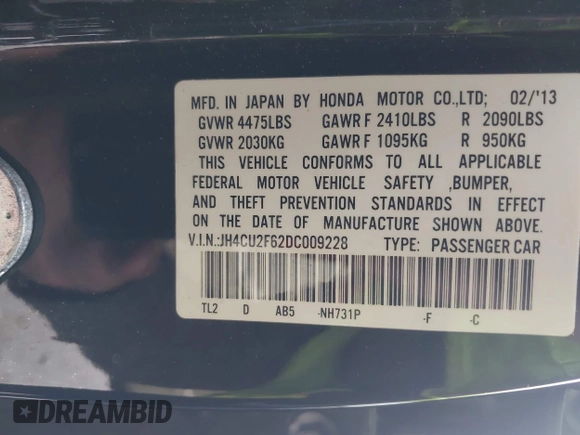 2013 Acura TSX Technology z VIN JH4CU2F62DC009228, wystawiony jako IAAI lot #42014323 z przebiegiem Nie podano mil oraz . Historia ofert i sprzedaży dostępna na DreamBid. Obrazek 9.