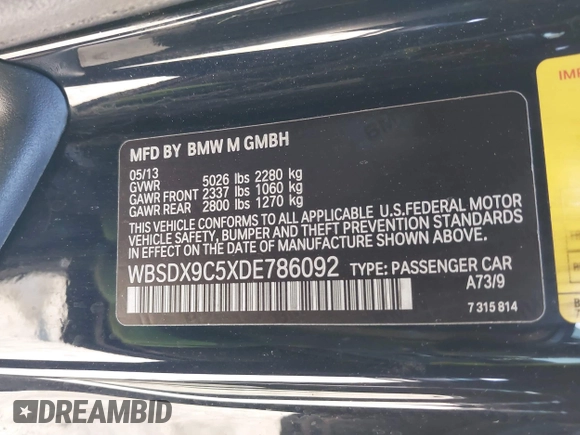 2013 BMW M3 z VIN WBSDX9C5XDE786092, wystawiony jako IAAI lot #41871257 z przebiegiem 61 075 mil mil oraz . Historia ofert i sprzedaży dostępna na DreamBid. Obrazek 9.