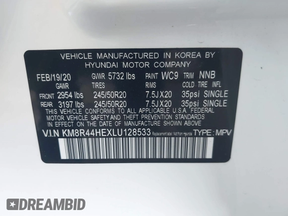 2020 Hyundai Palisade SEL z VIN KM8R44HEXLU128533, wystawiony jako IAAI lot #42094411 z przebiegiem 61 366 mil mil oraz . Historia ofert i sprzedaży dostępna na DreamBid. Obrazek 9.