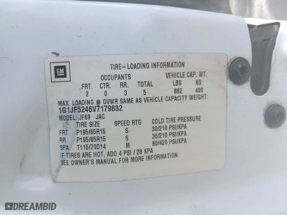 1997 Chevrolet Cavalier LS with VIN 1G1JF5246V7179832, listed as a IAAI auction lot 41980297 with 193,077 mi miles. Bid and sale history available at carsss.com. Image 9.