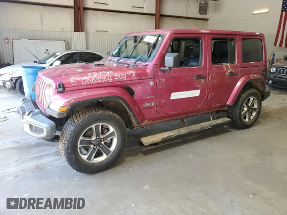 2022 Jeep Wrangler Unlimited Sahara with VIN 1C4HJXEN0NW106045, listed as a Copart auction lot 52383455 with 104,937 mi miles and Salvage title. Bid and sale history available at DreamBid. Image 1.