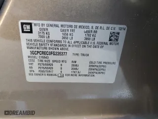 2015 Chevrolet Silverado 1500 LT with VIN 3GCPCREC0FG226377, listed as a Copart auction lot 52741485 with 116,115 mi miles and Salvage Title. Bid and sale history available at carsss.com. Image 13.