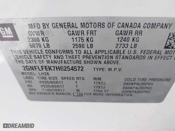 2017 Chevrolet Equinox LT with VIN 2GNFLFEK7H6254572, listed as a IAAI auction lot 41769490 with 102,546 mi miles. Bid and sale history available at carsss.com. Image 9.