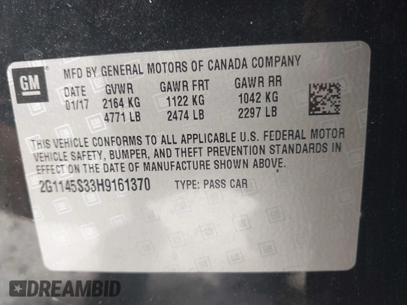 2017 Chevrolet Impala Premier with VIN 2G1145S33H9161370, listed as a IAAI auction lot 42068971 with 234,346 mi miles and . Bid and sale history available at DreamBid. Image 9.