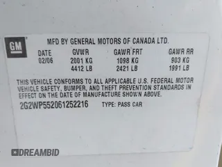 2006 Pontiac Grand Prix z VIN 2G2WP552061252216, wystawiony jako IAAI lot #42443695 z przebiegiem 140 310 mil mil oraz . Historia ofert i sprzedaży dostępna na DreamBid. Obrazek 9.