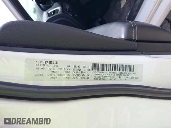 2015 Dodge Durango SXT with VIN 1C4RDHAG1FC201323, listed as a IAAI auction lot 42376596 with 139,805 mi miles and . Bid and sale history available at DreamBid. Image 9.