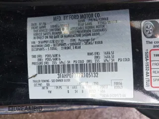 2007 Ford Fusion SE with VIN 3FAHP07177R105132, listed as a IAAI auction lot 41705099 with 222,344 mi miles. Bid and sale history available at carsss.com. Image 9.