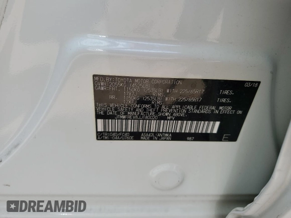 2018 Toyota RAV4 XLE с VIN JTMWFREV8JJ180020, выставлен на аукционе Copart как лот 62836635 с пробегом 58 983 миль миль и Списание • Salvage title. История ставок и продаж доступна на DreamBid. Изображение 13.