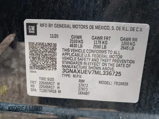 2021 Chevrolet Equinox LT with VIN 3GNAXUEV7ML336725, listed as a IAAI auction lot 42171231 with 105,228 mi miles and . Bid and sale history available at DreamBid. Image 9.
