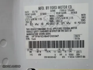 2010 Ford F-150 XL with VIN 1FTFW1EV8AFC03347, listed as a Copart auction lot 51844145 with 186,778 mi miles and Salvage Title. Bid and sale history available at carsss.com. Image 12.
