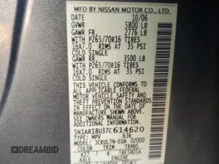 2007 Nissan Pathfinder SE with VIN 5N1AR18U37C614620, listed as a Copart auction lot 83915844 with Not provided miles and Salvage title. Bid and sale history available at DreamBid. Image 15.