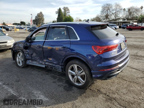 2021 Audi Q3 S line Premium Plus with VIN WA1EECF3XM1053860, listed as a Copart auction lot 37636673 with 28,207 mi miles. Bid and sale history available at carsss.com. Image 2.