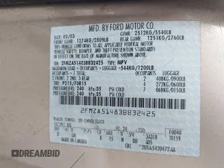 2003 Ford Windstar LX с VIN 2FMZA51483BB32425, выставлен на аукционе IAAI как лот 42467921 с пробегом 230 178 миль миль и . История ставок и продаж доступна на DreamBid. Изображение 9.