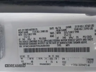 2017 Ford Escape SE with VIN 1FMCU9GD7HUA56550, listed as a IAAI auction lot 41779624 with 133,231 mi miles. Bid and sale history available at carsss.com. Image 9.
