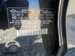 2017 Hyundai Elantra SE with VIN KMHD74LF0HU341399, listed as a Copart auction lot 47606435 with 123,344 mi miles and Salvage Title. Bid and sale history available at carsss.com. Image 12.