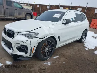 2020 BMW X3 M Competition with VIN 5YMTS0C00LLT10307, listed as a IAAI auction lot 41325451 with 1 mi miles. Bid and sale history available at carsss.com. Image 2.