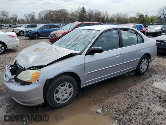 2002 Honda Civic LX with VIN 2HGES16532H577033, listed as a Copart auction lot 52639645 with 105,095 mi miles and Salvage Title. Bid and sale history available at DreamBid. Image 1.