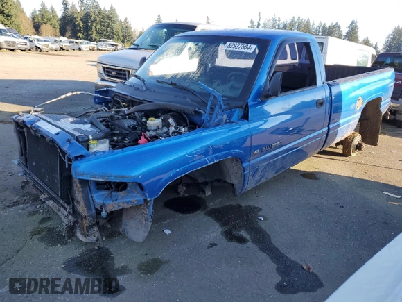 1999 Dodge Ram 2500 with VIN 3B7KF26Z0XM566658, listed as a Copart auction lot 82927584 with 0 mi miles and Salvage Title. Bid and sale history available at carsss.com. Image 1.