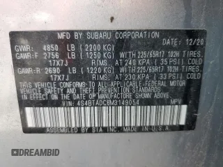 2021 Subaru Outback Premium with VIN 4S4BTADC6M3149054, listed as a Copart auction lot 63062415 with 40,093 mi miles and Salvage title. Bid and sale history available at DreamBid. Image 13.