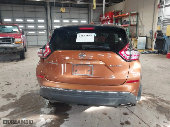 2015 Nissan Murano S with VIN 5N1AZ2MHXFN292009, listed as a IAAI auction lot 41531650 with 49,560 mi miles. Bid and sale history available at carsss.com. Image 17.