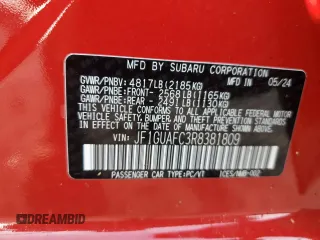 2024 Subaru Impreza Sport with VIN JF1GUAFC3R8381809, listed as a Copart auction lot 67695414 with 2,092 mi miles and Salvage Title. Bid and sale history available at carsss.com. Image 12.