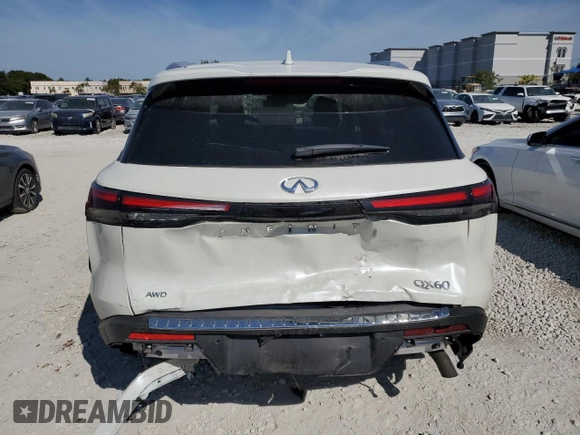2024 Infiniti QX60 Luxe с VIN 5N1DL1FS5RC347337, выставлен на аукционе Copart как лот 43068905 с пробегом 6 250 миль миль и Списание • Salvage title. История ставок и продаж доступна на DreamBid. Изображение 6.