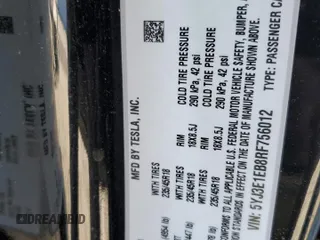 2024 Tesla Model 3 Long Range with VIN 5YJ3E1EB8RF756012, listed as a Copart auction lot 49694515 with 16,041 mi miles and Salvage Title. Bid and sale history available at DreamBid. Image 12.