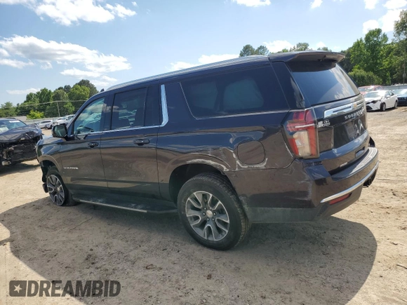 2022 Chevrolet Suburban LT z VIN 1GNSKCKT1NR288858, wystawiony jako Copart lot #56998095 z przebiegiem 96 859 mil mil oraz Szkoda całkowita • Salvage title. Historia ofert i sprzedaży dostępna na DreamBid. Obrazek 2.