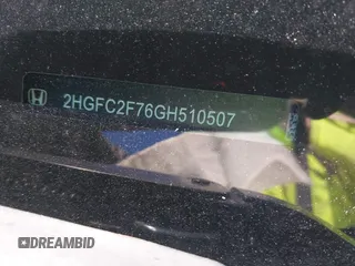 2016 Honda Civic Sedan EX with VIN 2HGFC2F76GH510507, listed as a IAAI auction lot 41915135 with 106,777 mi miles. Bid and sale history available at carsss.com. Image 17.