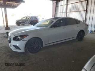 2018 Genesis G80 3.3T Sport with VIN KMHGN4JB8JU230589, listed as a Copart auction lot 42964245 with 86,391 mi miles and Salvage Title. Bid and sale history available at carsss.com. Image 1.