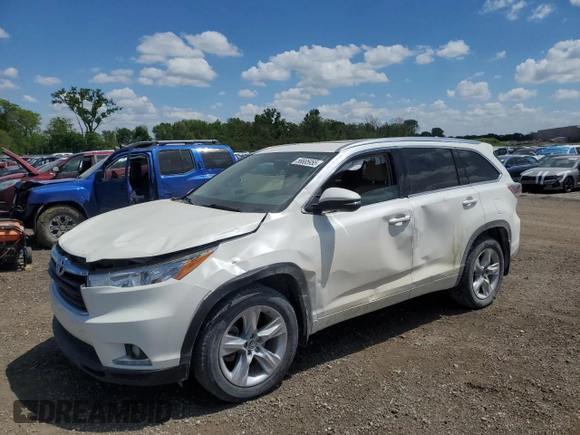 2016 Toyota Highlander Limited with VIN 5TDDKRFH2GS334499, listed as a Copart auction lot 56685955 with 100,605 mi miles and Salvage title. Bid and sale history available at DreamBid. Image 1.
