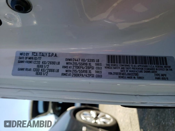 2018 Ram ProMaster City Cargo Tradesman with VIN ZFBERFAB3J6K02010, listed as a Copart auction lot 44203273 with 189,336 mi miles and . Bid and sale history available at DreamBid. Image 12.