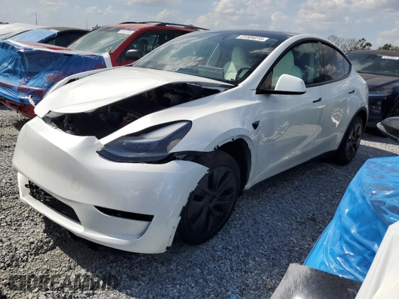 2025 Tesla Model Y Long Range with VIN 7SAYGDED4SF232433, listed as a Copart auction lot 51504015 with Not Provided miles and Salvage Title. Bid and sale history available at DreamBid. Image 1.